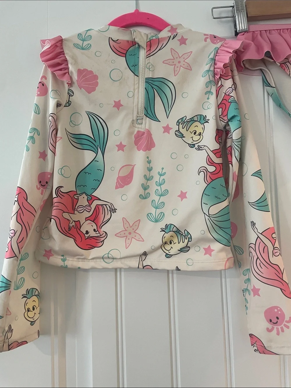 Kids Long-Sleeve Mermaid Rash Guard Swim Set - Pink / Teal